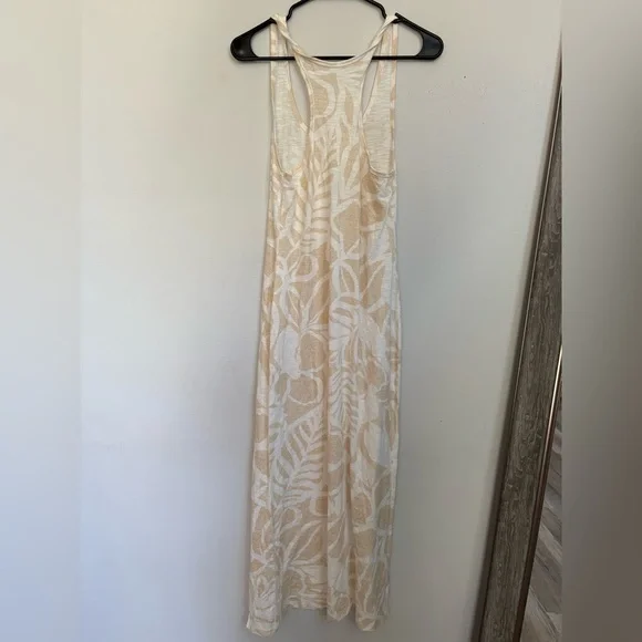 aerie Maxi Tank Dress White and Tan Racerback Summer Dress Size S - Picture 3 of 7